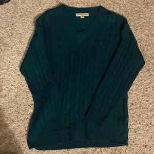 LOVE CHANGE Green Knitted V-Neck Sweater